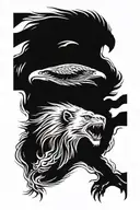 lion and eagle facing opposite directions  tattoo design idea