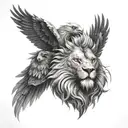 lion and eagle tattoo design idea