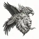 lion and eagle tattoo design idea