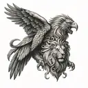 lion and eagle tattoo design idea