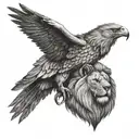 lion and eagle tattoo design idea
