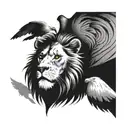 lion and eagle facing opposite directions  tattoo design idea