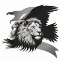 lion and eagle facing opposite directions  tattoo design idea