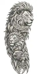 lion and eagle tattoo design idea