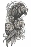lion and eagle  tattoo design idea