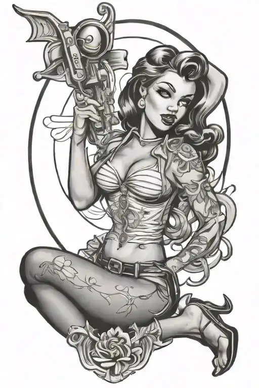 sexy pin up girl tattoo design idea
