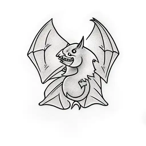 bat flying downwards  tattoo design idea