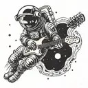 Astronaut playing a guitar in outer space tattoo design idea