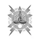 A blackwork tattoo featuring an image of a wrench and a Bible, symbolizing the client's dedication to their occupation as a heavy equipment mechanic and their strong faith. tattoo design idea