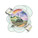 Crop fields and farm equipment tattoo design idea