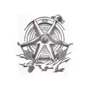Crop fields and farm equipment tattoo design idea