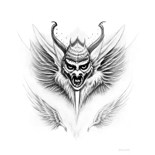 devil rat with ethereal features and wings tattoo design idea