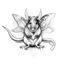 rat with ethereal features and wings tattoo design idea