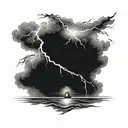 Dark Clouds, Lightning, Storm, Rain, Sea  tattoo design idea