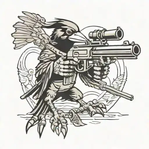 looney tunes crow shooting m2 machine gun  tattoo design idea