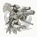 looney tunes crow shooting m2 machine gun  tattoo design idea
