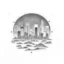 los angeles skyline tattoo design idea