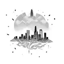 los angeles skyline tattoo design idea
