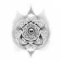 "Create a tattoo design merging Celtic mythology, the all-seeing eye, and the reincarnation of a past Celtic life. Blend tattoo design idea