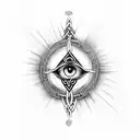 "Create a tattoo design merging Celtic mythology, the all-seeing eye, and the reincarnation of a past Celtic life. Blend tattoo design idea