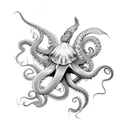 octopus with sailfish tattoo design idea
