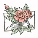 sealed envelope with carnation flowers growing tattoo design idea