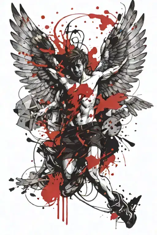 Icarus falling tattoo design idea