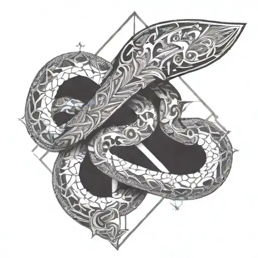 sword for middle of chest tattoo design idea