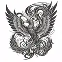 A cyber-security themed tattoo featuring a phoenix rising from binary code tattoo design idea