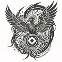 A cyber-security themed tattoo featuring a phoenix rising from binary code tattoo design idea
