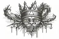 basquiat crown over sun rays shining tattoo design idea