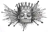 basquiat crown over sun rays shining tattoo design idea