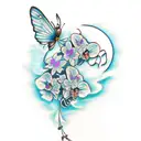 Gemini butterfly orchid tattoo design idea