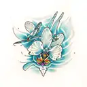 Gemini butterfly orchid tattoo design idea