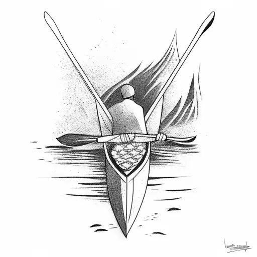 canoe sport tattoo design idea