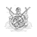 Students open a book and symbols from history, sports and math pops out tattoo design idea