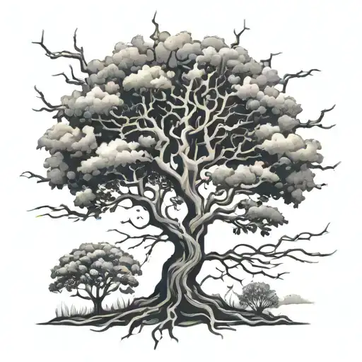 lightning tree tattoo design idea