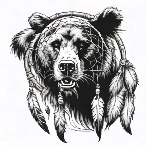 dream catcher bear paw  tattoo design idea