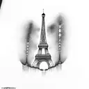 Eiffel Tower with Aerosmith lyrics tattoo design idea