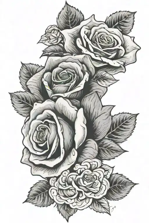 rose memorial of grandma named "mammie" tattoo design idea