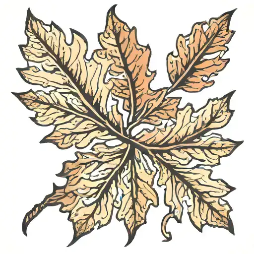 simple shiloute oak leaf  tattoo design idea