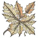 simple shiloute oak leaf  tattoo design idea