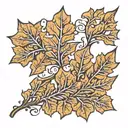 simple shiloute oak leaf  tattoo design idea