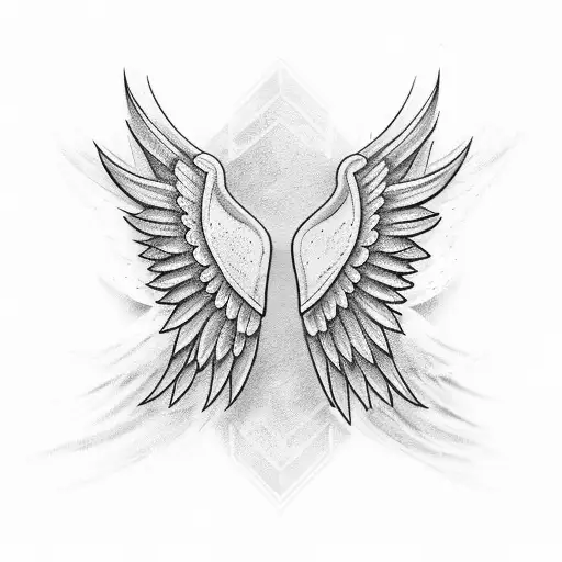 A minimalist tattoo design of a pair of wings with a subtle hint of coding symbols, representing the client's passion for both sports and technology tattoo design idea