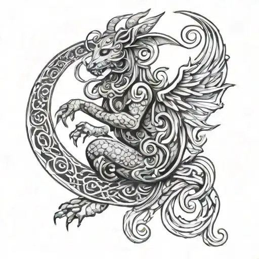 Design a tattoo showcasing a mythical creature inspired by ancient folklore and mythology tattoo design idea
