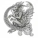 Design a tattoo showcasing a mythical creature inspired by ancient folklore and mythology tattoo design idea