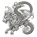 Design a tattoo showcasing a mythical creature inspired by ancient folklore and mythology tattoo design idea