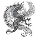 Design a tattoo showcasing a mythical creature inspired by ancient folklore and mythology tattoo design idea