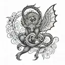 Design a tattoo showcasing a mythical creature inspired by ancient folklore and mythology tattoo design idea