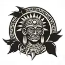Aztec wariior and the sun  tattoo design idea